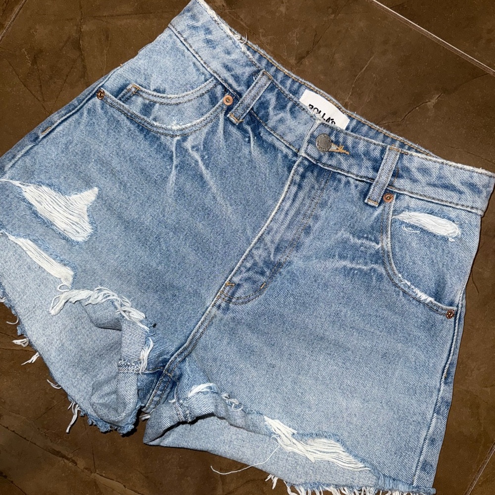 ROLLA'S Light Blue Distressed Jean Shorts Sylvia Blue High Rise